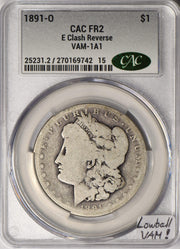 1891-O E Clash Reverse Morgan Dollar CAC FR 2; VAM-1A1; Lowball VAM! by Generic – Silver