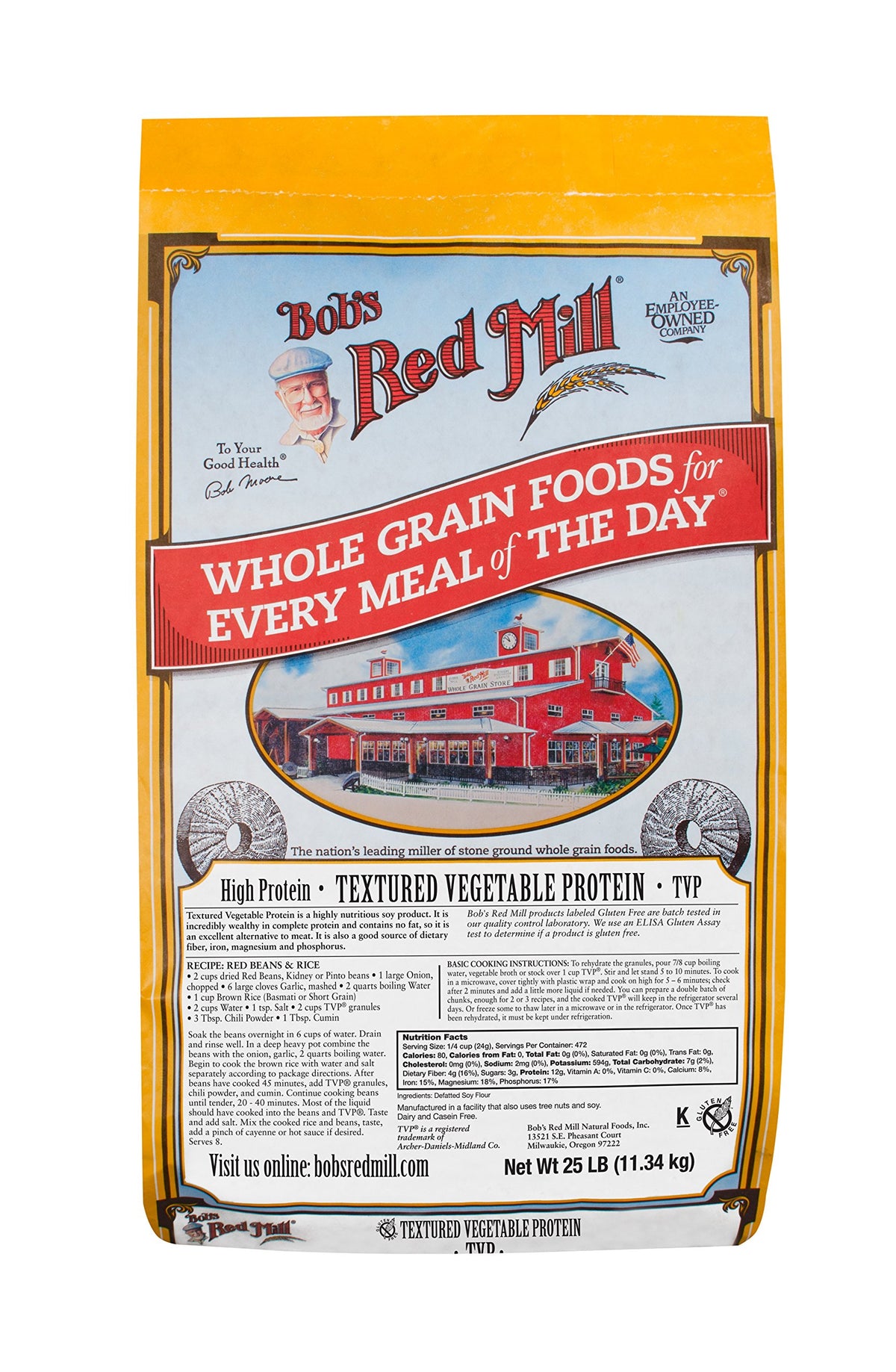 Textured Vegetable Protein by Bob's Red Mill – 25 Pound (Pack of 1), Model 039978105424