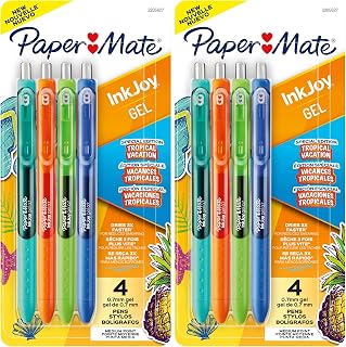 Paper Mate InkJoy Gel Pens, Tropical Vacation Colors, Medium (0.7mm) Point, Retractable, 4 Count (Pack of 2)