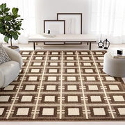Abani Cozy Brown Area Rug for Living Room, Bedroom - Modern Geometric Square Window Pane Pattern - 5' x 8' - Durable & Easy to Clean