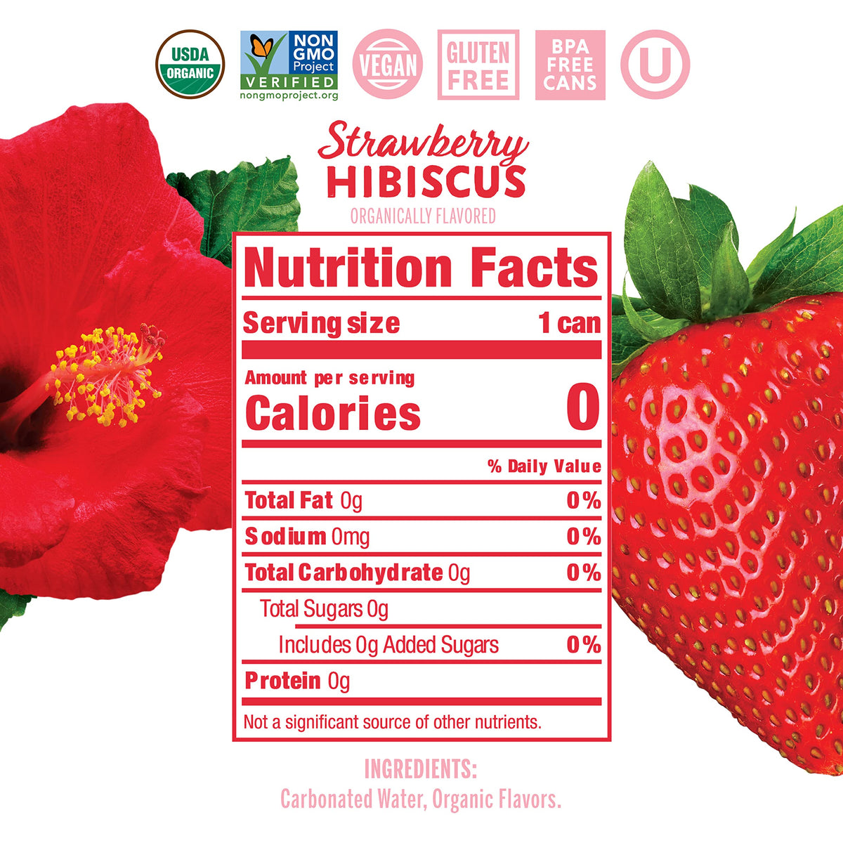 Nixie Strawberry Hibiscus / 36 Fl Oz (Pack of 8) / 1 Carbonated Water