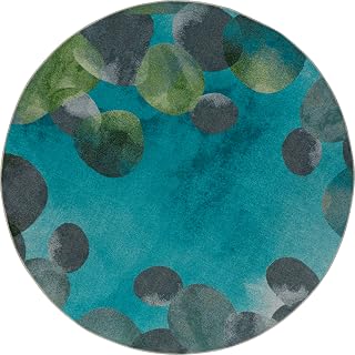 Joy Carpets Riverstone 13'2" Round Area Rug in Color Teal