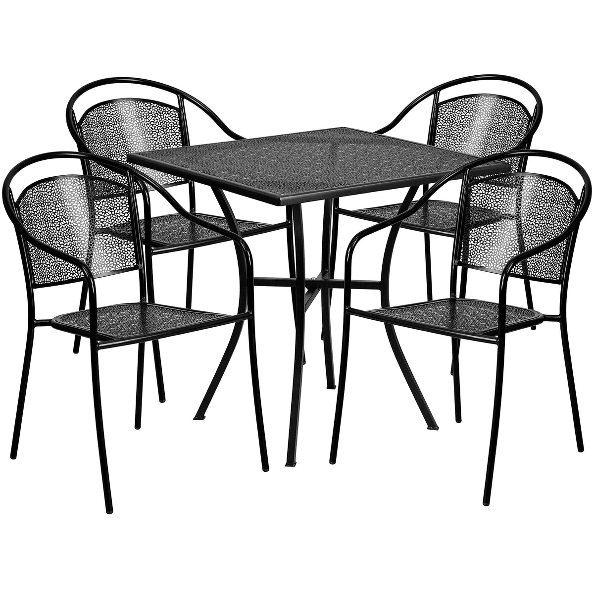 Flash Furniture Gold / 35.5" / 4 Round Chairs + Square Table Dining Sets
