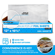 12' Ultra Heavy Duty Pop Up Deli Aluminum Foil by Stock Your Home – 12 Inch, Aluminum, Silver, Pack of 500, Model Stock Your Home 1782