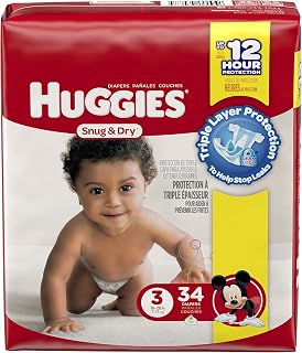 HUGGIES Snug & Dry Baby Diapers, Size 3, 34 Ct