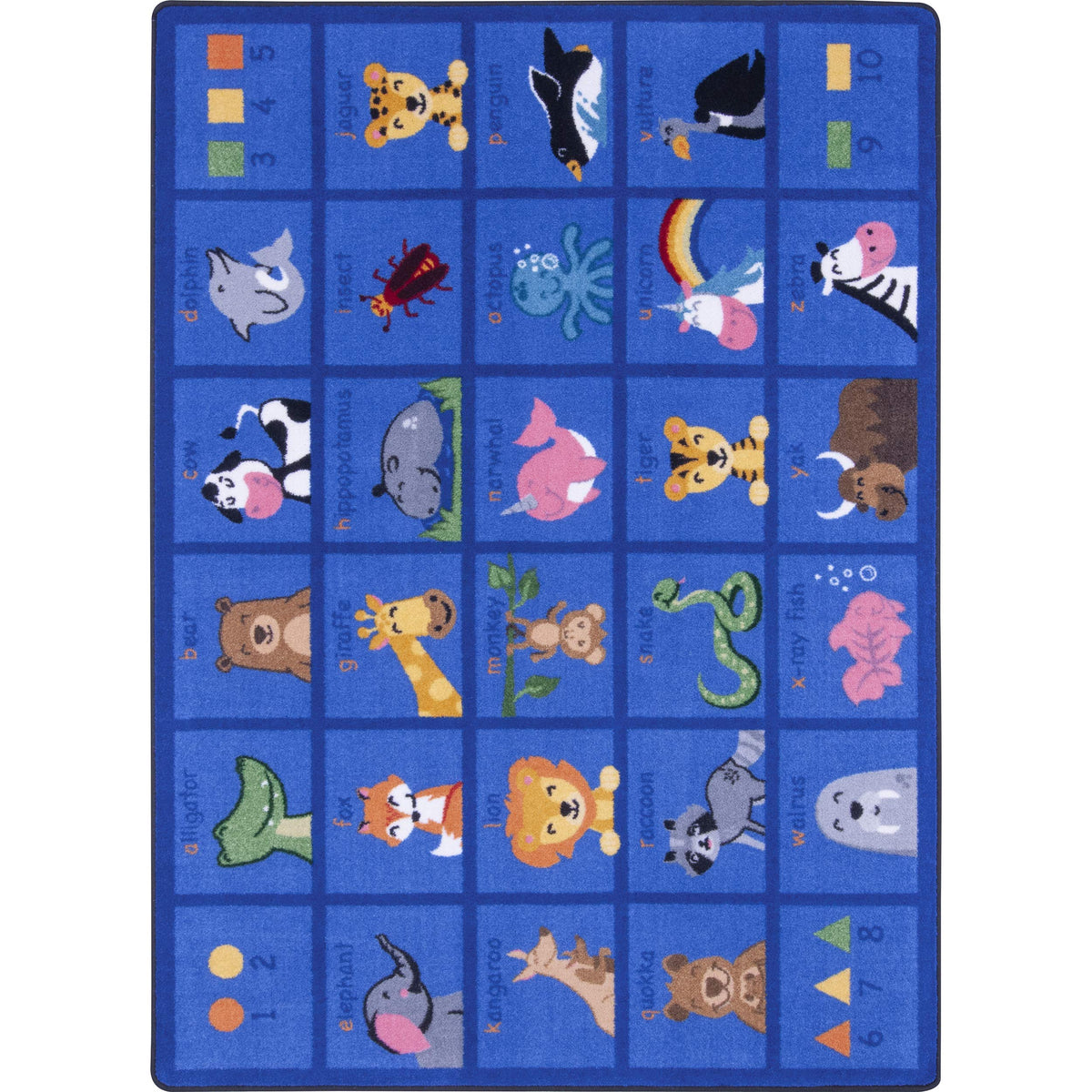 Friendly Phonics Animals 7'8" x 10'9" Area Rug in Color Multi by Joy Carpets – 7'8" x 10'9" (Rectangular), Nylon, Multi Color, Model 2060D
