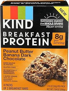 KIND Dark Chocolate Peanut Butter Banana Breakfast Bar, 7.04 OZ