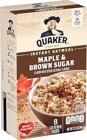 Quaker Instant Oatmeal, Maple & Brown Sugar, 1.51 Oz (Pack of 8)