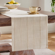 ZeeMart Plaid Linen Blend Table Runner, 13 x 72 Inches, Beige