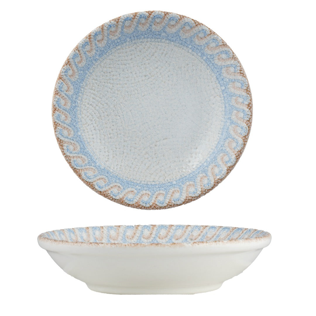Ariane Fine Porcelain Cruise Amalfi Ramekin, 2.03 oz., 18/Case - Athena White Tan Wave Rim White Interior