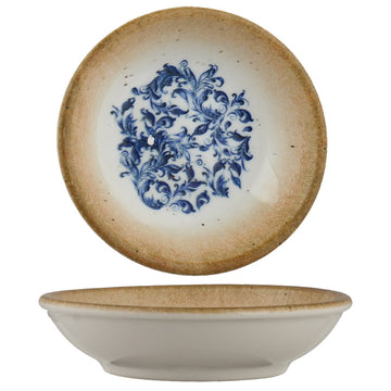 Ariane Fine Porcelain Cruise Amalfi Porcelain Bowl, 8.45 oz., 12/Case - Amalfi White Floral Edge Tan Rim