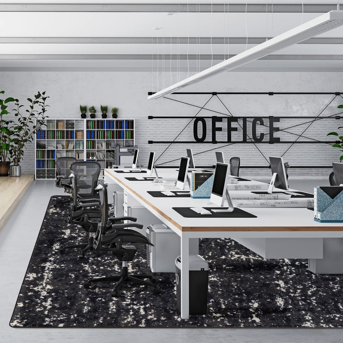 Stretched Thin 3'10" x 5'4" Area Rug in Color Onyx by Joy Carpets – 3'10" x 5'4" (Rectangular), Nylon, Onyx, Model 2130B-04