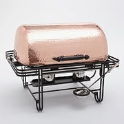 American Metalcraft MESA72C Hammered Copper Roll-Top Rectangular Chafer, Wrought Iron Trim, 27-Inches, 8-Quart