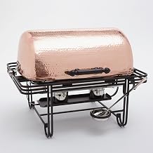 American Metalcraft MESA72C Hammered Copper Roll-Top Rectangular Chafer, Wrought Iron Trim, 27-Inches, 8-Quart