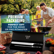 Cutluxe Carving Knife Set, 12 Inch Brisket Slicer With 10 Inch Honing Rod, Brown