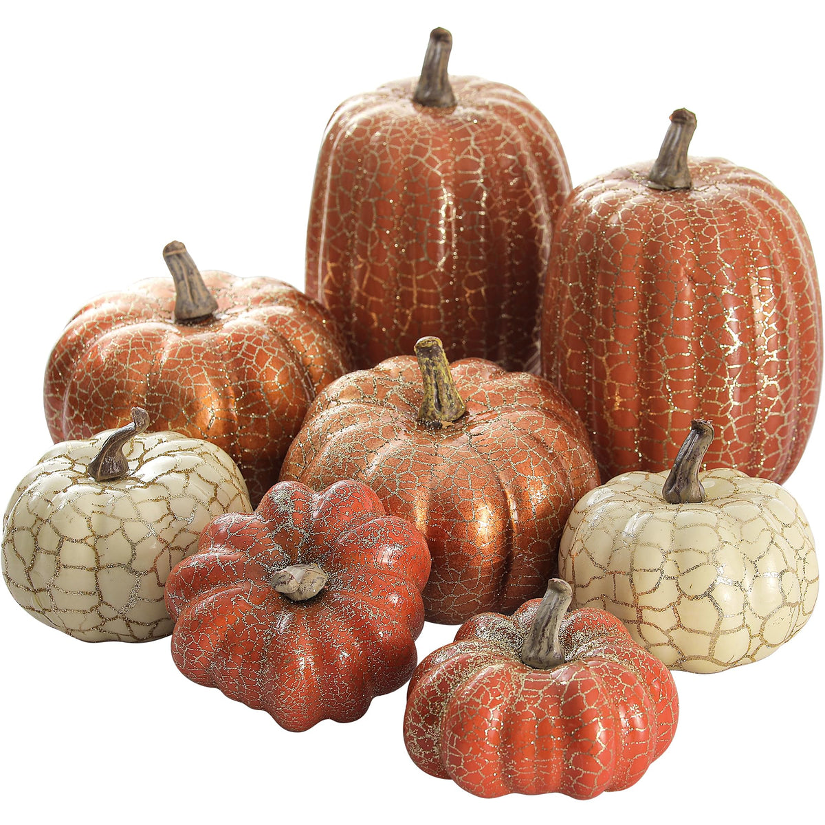 Artgar Foam Pumpkin Set, 8 Pack Cracked Design, Assorted Sizes
