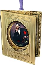 1999 White House Christmas Ornament, Abraham Lincoln Portrait | 24-karat gold-finished brass with porcelain stone. Annual collector series. Boxed holiday keepsake.