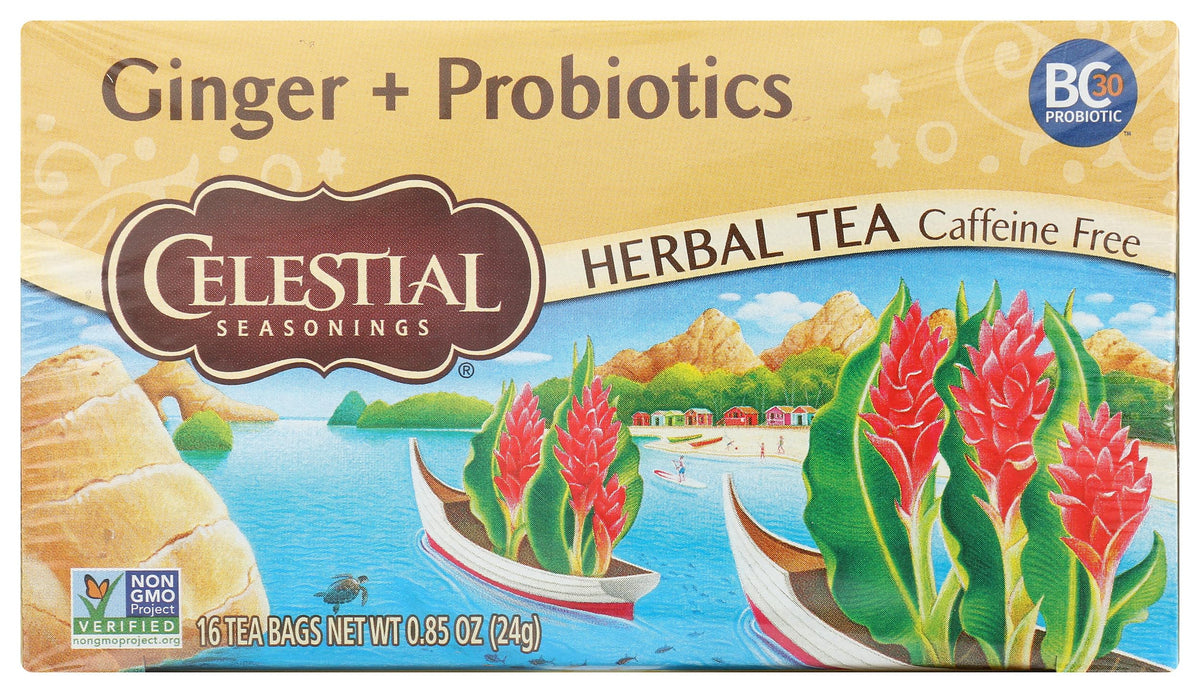 Ginger & Probiotics Herbal Tea by Celestial Seasonings – 20 Count (Pack of 1), Pack of 6, Model CES54132