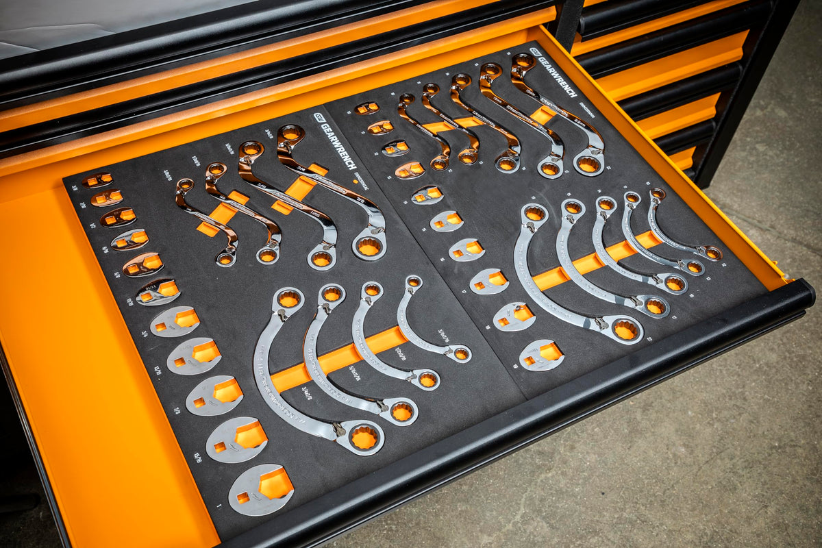 20 Piece Metric Specialty Ratcheting Wrench Set by GEARWRENCH – Alloy Steel, Orange, Model GWMSSRWMM