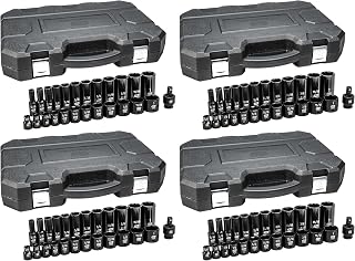 GEARWRENCH 25 Pc. 3/8" Drive 6 Pt. SAE Impact Socket Set, Standard & Deep - 84919N (Pack of 4)