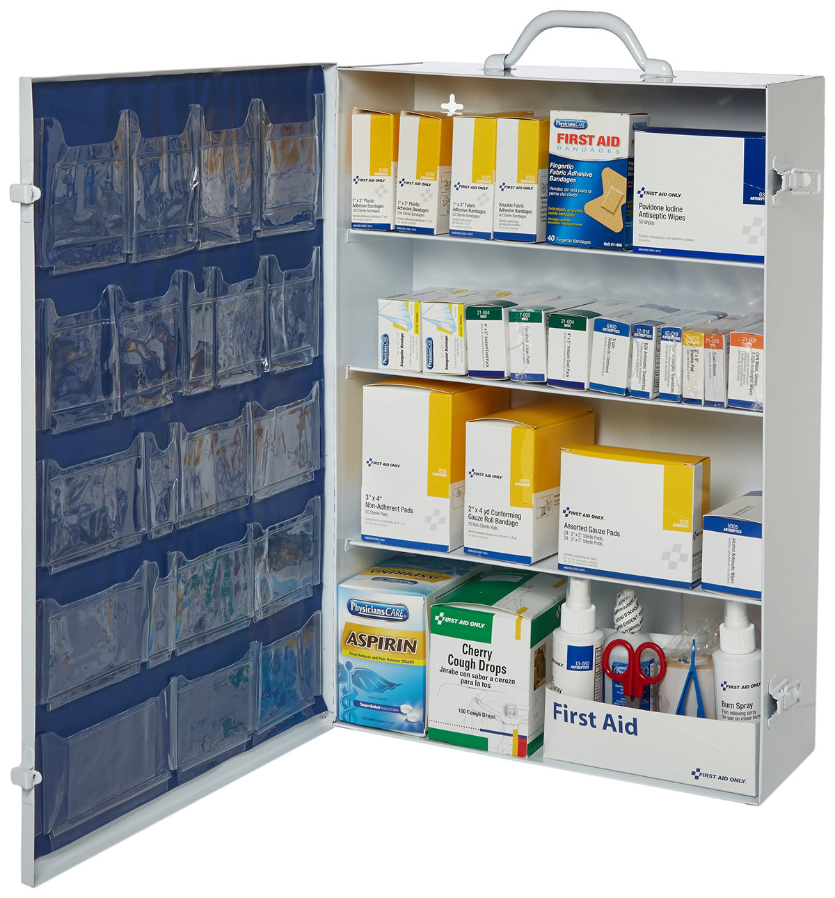 4 Shelf Industrial First Aid Station with Pocket Liner by First Aid Only – 100% First Aid Only, White, Model 248-O/P