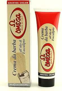 Omega Shaving Cream with Eucalyptus Oil in Tube, Made in Italy - 2 Pack