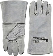 Lincoln Electric Leather Welding Gloves KH641, Premium Heat Protection, Commercial Quality, Cotton Lined, Gauntlet Cuff, Grey