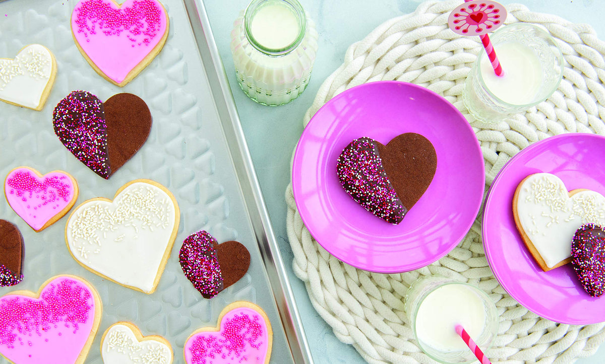 Nordic Ware Embossed Heart / Half Sheet / Silver Baking & Cookie Sheets