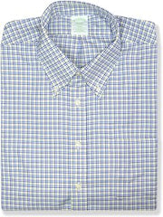 Brooks Brothers Mens Milano Slim Fit Supima Cotton Square Plaids Pocket Shirt,