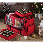 Zober Ornament Storage Box With Trays, Holds 73 Ornaments, Red
