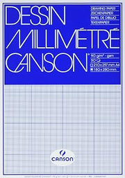 Canson Dessin Millimetre Paper Smooth A4 90gsm 50 Blue Sheets
