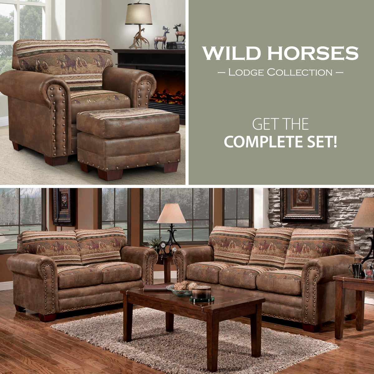 American Furniture Classics Wild Horses Tapestry / Traditional / 1 Sofas & Couches