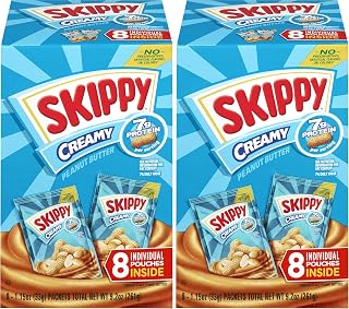 SKIPPY Creamy Peanut Butter Individual Squeeze Packs, 9.2 Ounce (Pack of 16)