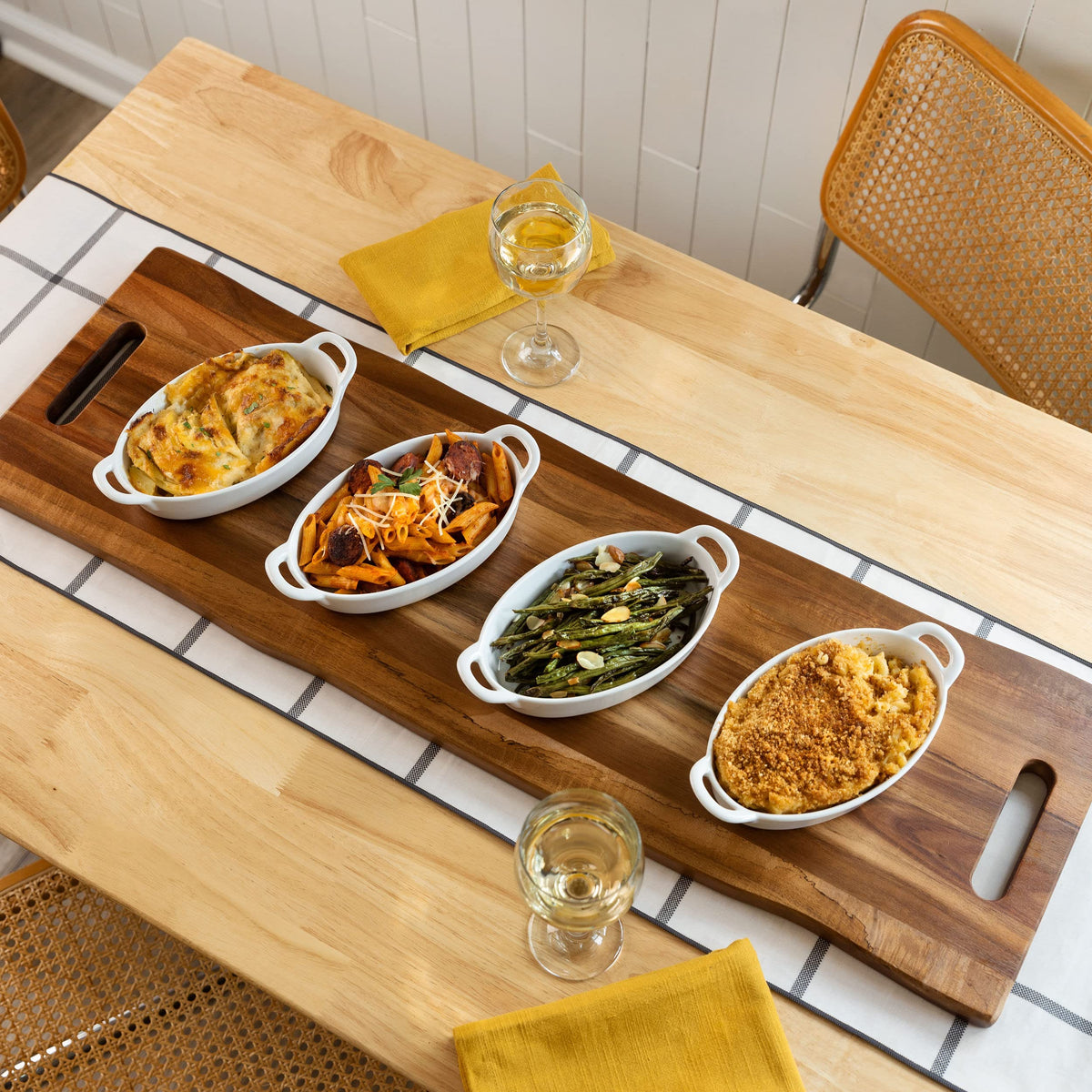 Home Beets Acacia Serving Board, 36 x 12 Inch Rectangular with Handles, Dark