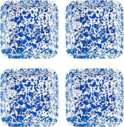 Crow Canyon Home Splatter Enamelware Small Square Trays, Set of 4, Blue