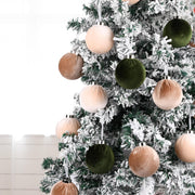 Vtyepou Velvet Christmas Ornaments, 3.15 Inch, Brown Green Neutral, Pack of 15