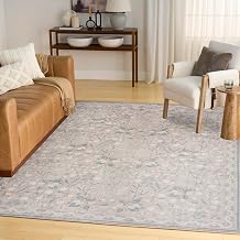 Nourison Home Botanical Washables Grey Multicolor 4' x 6' Area Rug - Easy Clean, Non Shedding, Bed Room, Living Room, Dining Room, Kitchen (4' x 6')