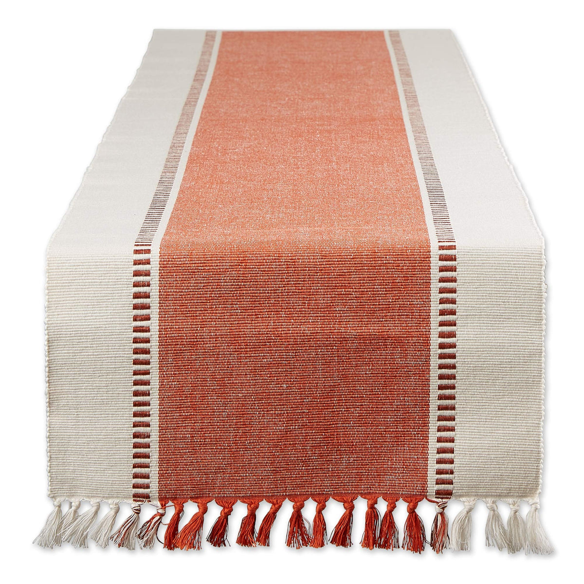 DII Dobby Stripe Table Runner, 13 x 72 Inch, Burnt Orange