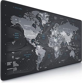 CSL - XXL Gaming Mouse Pad - Wolf Planisphere Design - 35 x 16 inches - Extra Large Office Mouse mat - Finely Woven Fabric, Non-Slip Rubber Base - Improved Precision and Speed - Washable Table mat