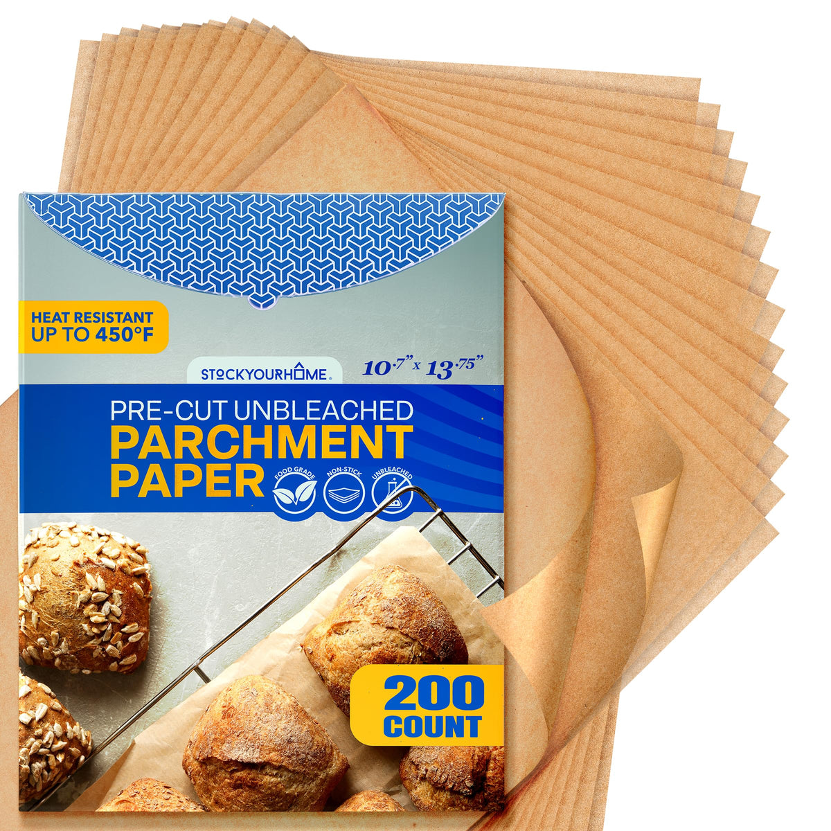 200 Ct Unbleached Parchment Paper Sheets by Stock Your Home – 10.7”x13.75”, Paper, Pack of 200