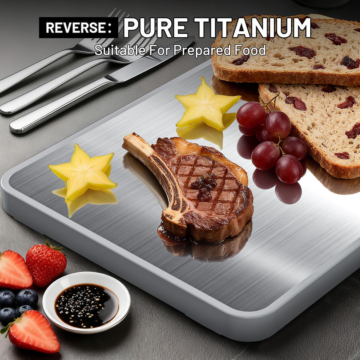 Hilmon Double Sided Cutting Board, Titanium and Ebony, 15 x 10 Inches