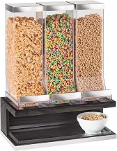 Cinderwood Collection – Cereal Dispenser – 17.5W x 9.5D x 24H – Dark-Stained Oak, Acrylic, Polished Metal Frame