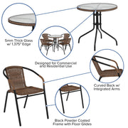 Flash Furniture Clear/Dark Brown / Table + 4 Chair / Round Table + 4 Chairs Table & Chair Sets