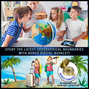 13” Illuminated Constellation World Globe for Kids & Adults by GET LIFE BASICS – Plastic, Geographic Map with Illuminated Constellations, Model glb101