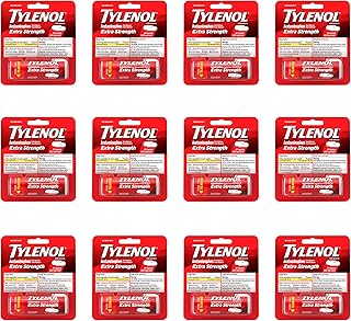 Tylenol Extra Strength Caplets with 500 mg Acetaminophen, Pain Reliever & Fever Reducer, 10 ct (Pack of 12)