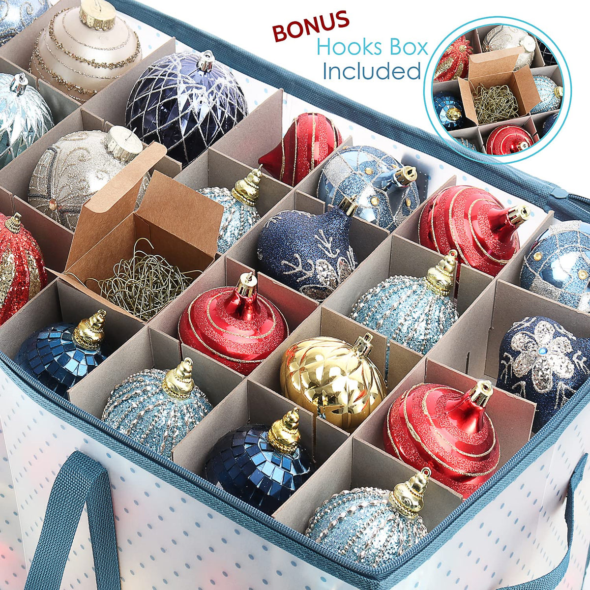 Hearth & Harbor Ornament Storage Box, Holds 128 Ornaments, Clear