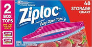 Ziploc Storage Bags with New Grip 'n Seal Technology, For Food, Sandwich, Organization and More, Smart Zipper Plus Seal, Quart, 3 pack, 150 count