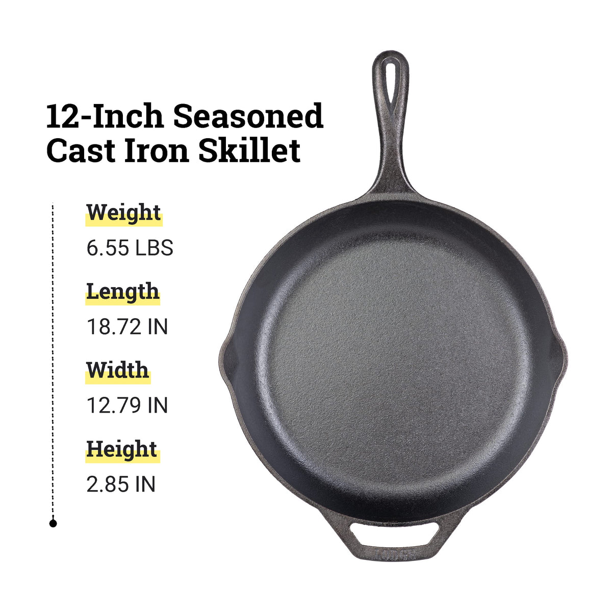 Lodge 12" (Pack of 1) / Black / 5.0 quarts Skillets