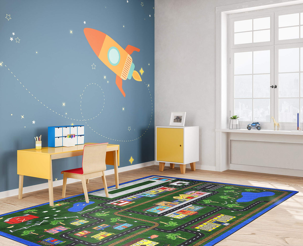 Tiny Town Rug by Joy Carpets – 5'4" x 7'8" (Rectangular), Nylon, Multi Color, Model 1414C-01