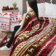 Pavilia Reindeer Cabin Sherpa Throw Blanket, 50x60 Inches, Red